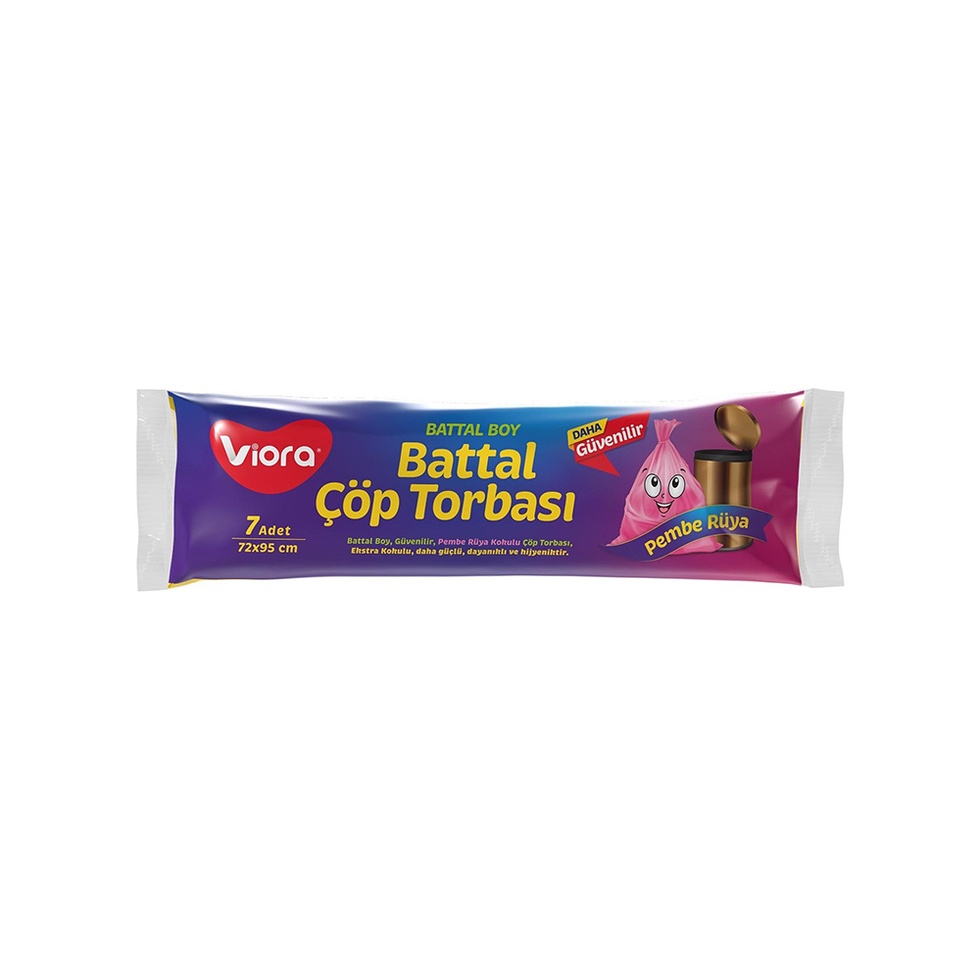 Standart Battal Boy Çöp Poşeti Pembe Rüya 72*95 cm, 34 µm, 150 gr, 7'lİ (Pembe)