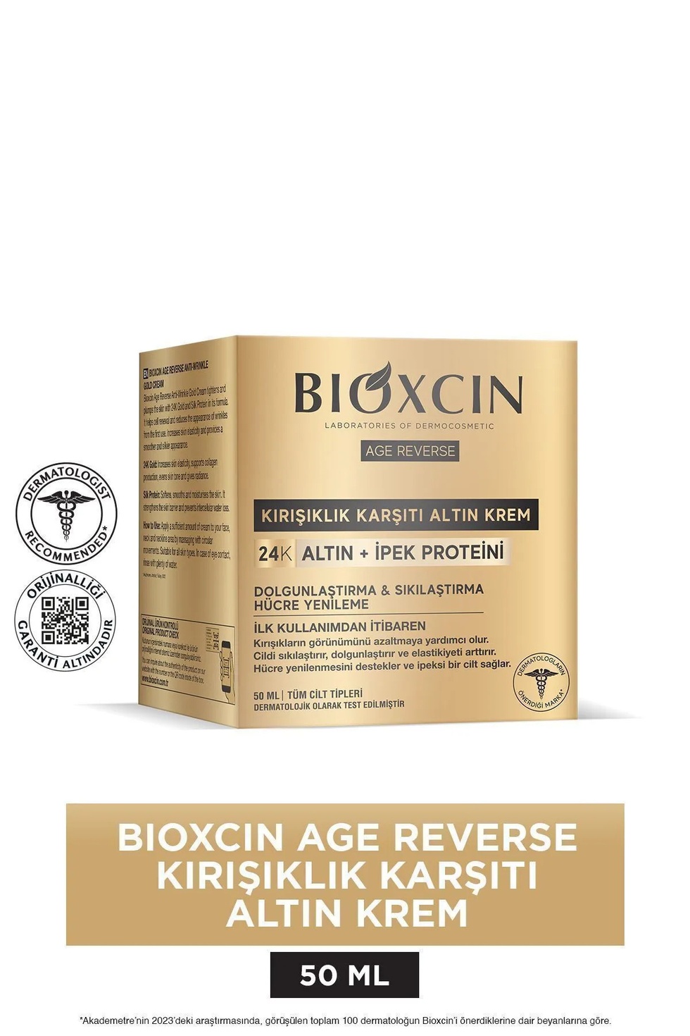 Age Reverse Kırışıklık Karşıtı Altın Krem 50 ML - 24K Altın, İpek Proteini, Hücre Yenileme