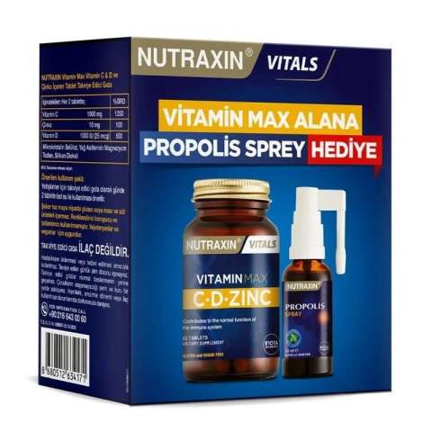 Vitamin Max C D Zinc 1.000 Mg 60 Tablet Zaman Salınımlı - Propolis Sprey Hediye