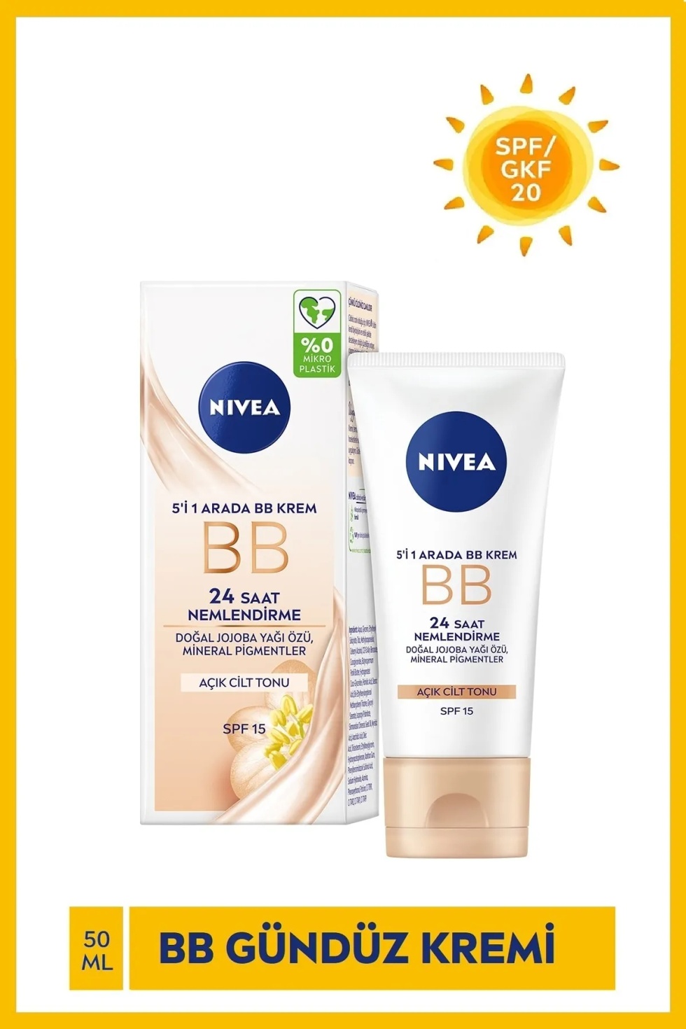 Essentials BB Krem,24 Saat Nemlendirme + Işıltı Açık Ton Gündüz Yüz Bakım Kremi 50 ml
