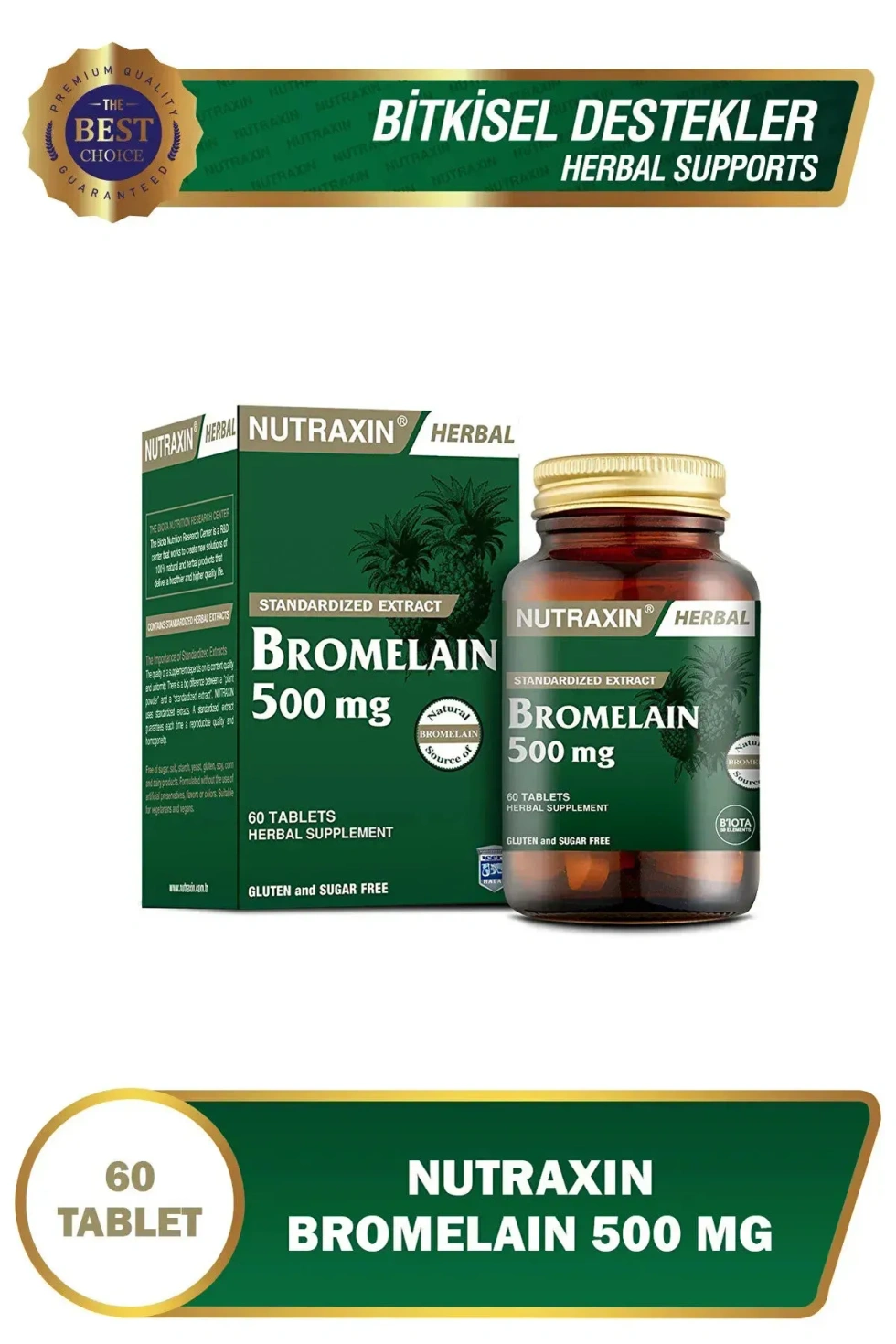 Herbal Bromelain Ananas Aromalı 60 Tablet