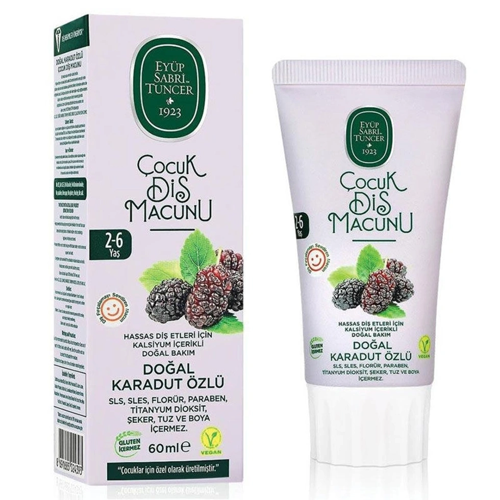 Doğal Karadut Özlü 2-6 Yaş Çocuk Diş Macunu 60 Ml X3