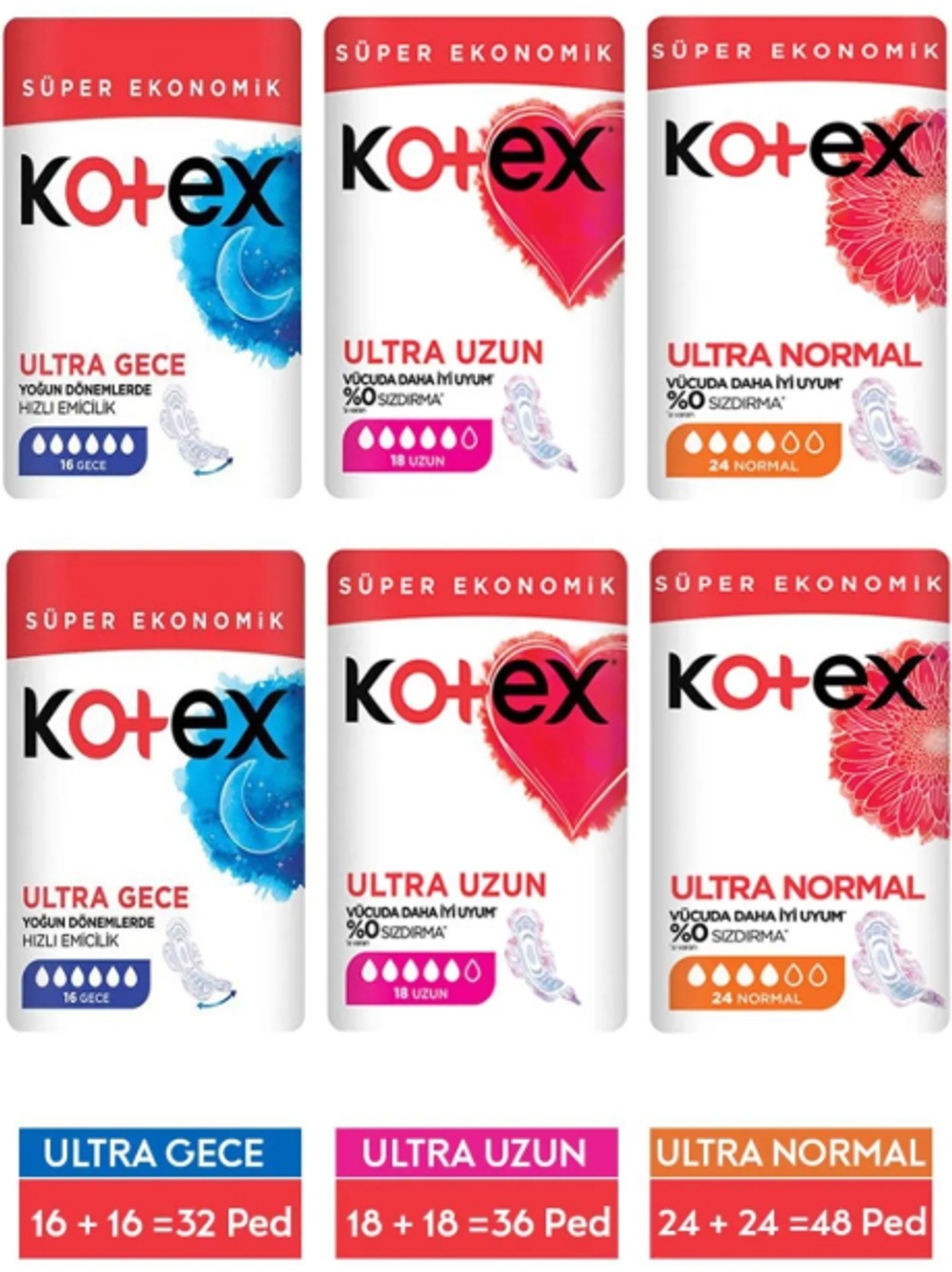 Ultra Süper Ekonomik Paket Gece Normal Uzun X 6 Paket