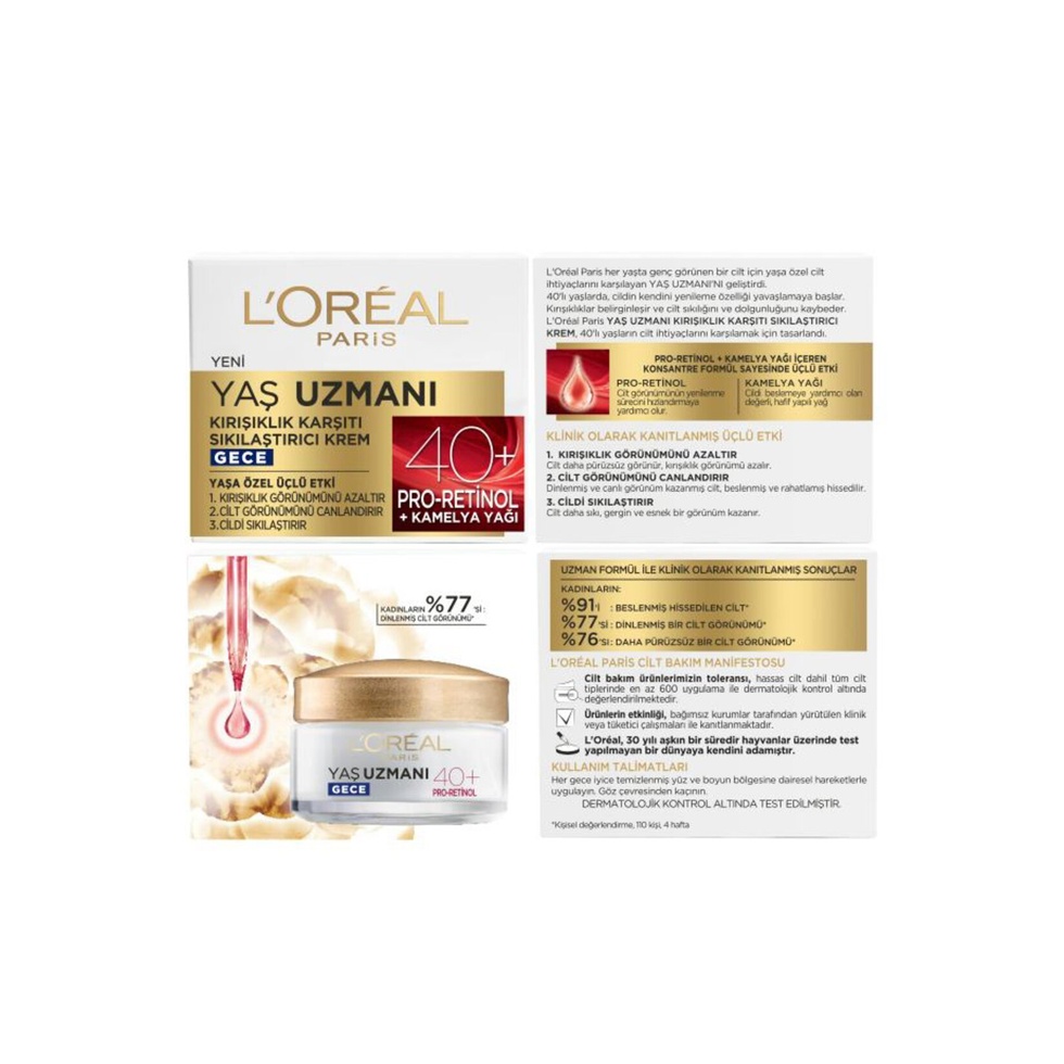 Paris Yaş Uzmanı 40+ Kırışıklık Karşıtı Sıkılaştırıcı Gece Kremi 50 ml