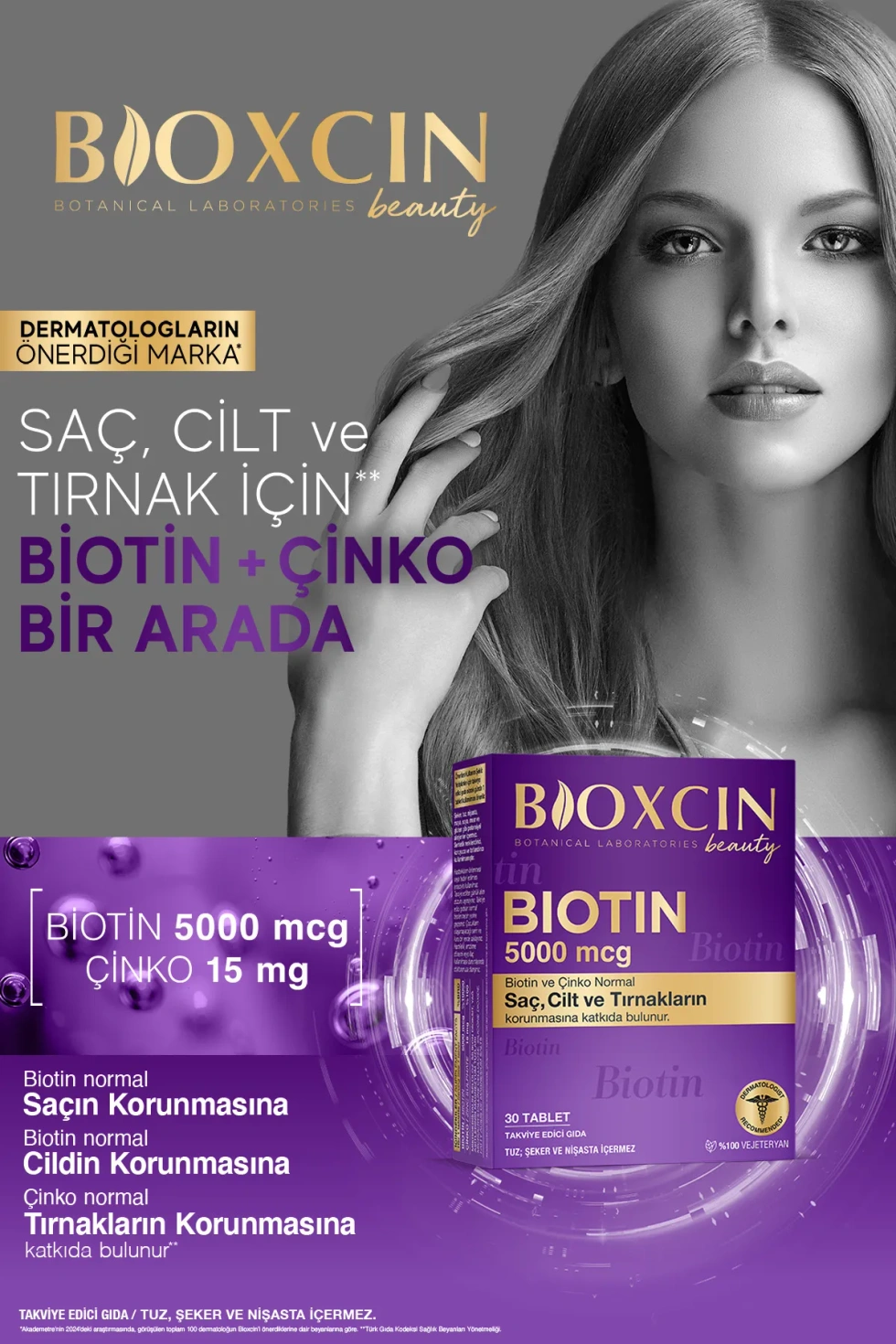 Biotin 5.000 Mcg 30 Tablet - Biotin + Çinko 15 Mg Saç Ve Tırnak Vitamini 2 li Avantaj Paket